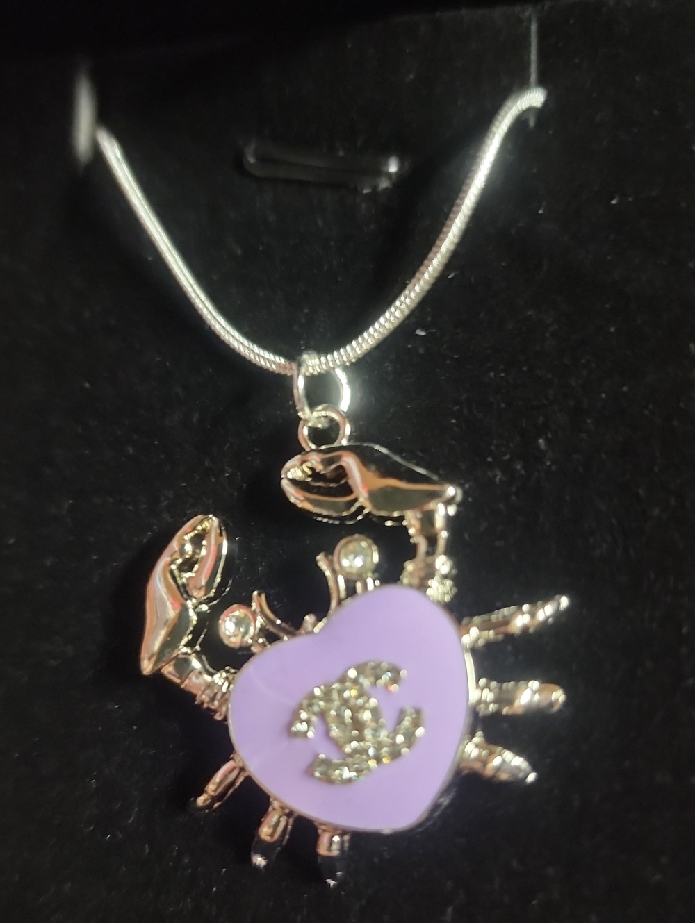 Lavender Crab Luxury Pendant upcycled With 20" Necklace